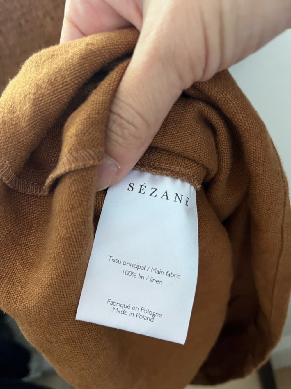 Sezane Smocked Square-Neck Mini Dress in Rust Brown - Picture 5 of 5
